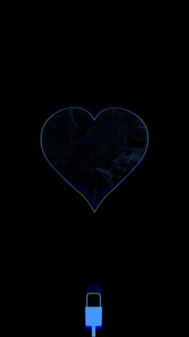 blue heart charge, black, wall, HD phone wallpaper