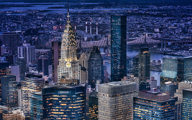 Chrysler Building, Manhattan, modern buildings, american cities, nightscapes, NYC, skyscrapers, New York, USA, Cities of New York, New York at night, America, HD wallpaper
