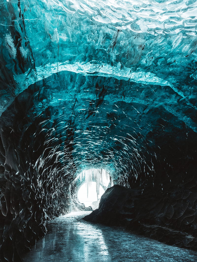 cave, ice, ice floe, deepening, HD phone wallpaper