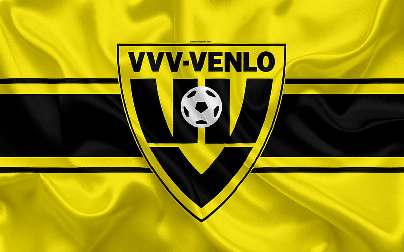 VVV Venlo Dutch football club, logo, emblem, Eredivisie, Dutch soccer championship, Venlo, Netherlands, silk texture, Venlo FC, HD wallpaper