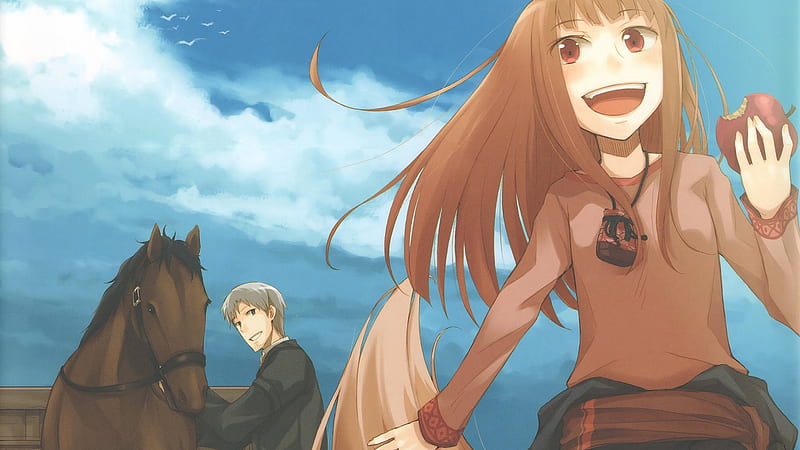 Spice and Wolf, wolfgirl, horo, lawrence kraft, wolf girl, holo, wolf, horse, HD wallpaper