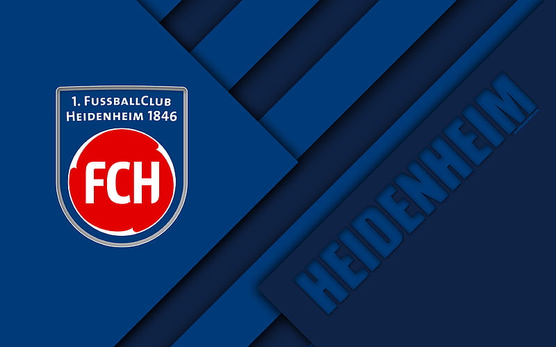 Heidenheim 1846 FC, logo German football club, material design, blue white abstraction, Heidenheim an der Brenz, Germany, Bundesliga 2, football, HD wallpaper