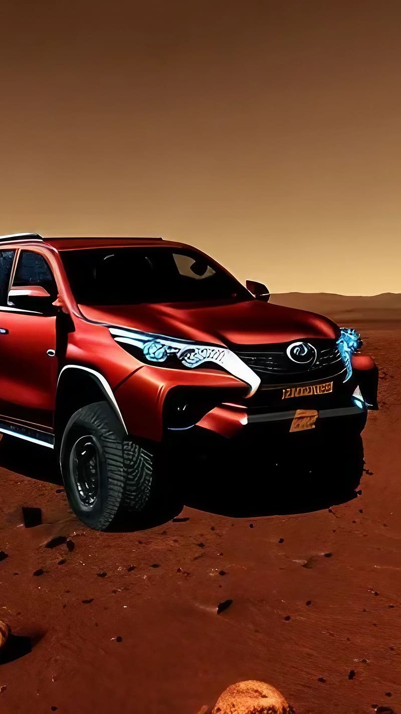 Toyota Fortuner, Red Car, animation, HD phone wallpaper