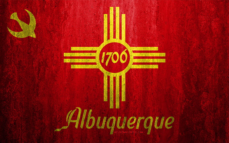Flag of Albuquerque, New Mexico stone background, American city, grunge flag, Albuquerque, USA, Albuquerque flag, grunge art, stone texture, flags of american cities, HD wallpaper