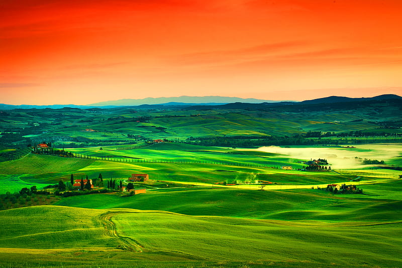 Beautiful Landscape, nature green field, sky, village, HD wallpaper | Peakpx