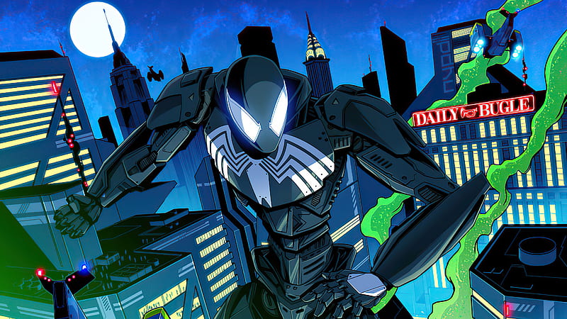 Spider Man Mecha Symbiote Suit , spiderman, superheroes, artist, artwork, digital-art, artstation, HD wallpaper