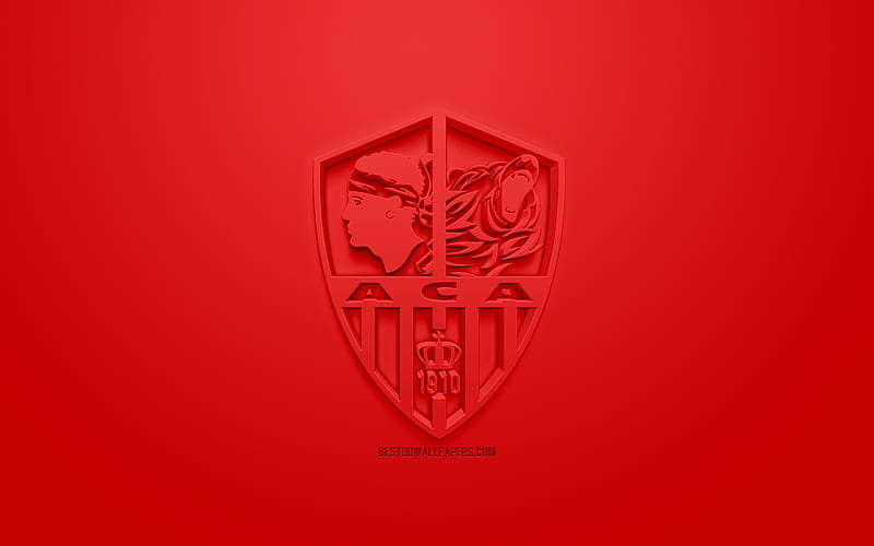 AC Ajaccio, creative 3d logo, red background, 3d emblem, French football club, Ligue 2, Ajaccio, France, 3d art, football, stylish 3d logo, HD wallpaper