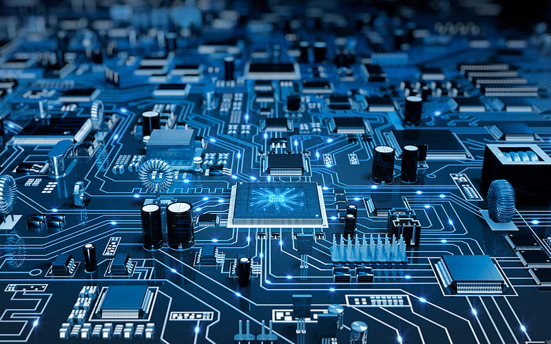 Blue Printed circuit board, chip, technology concepts, modern technologies, Printed circuit board texture, HD wallpaper