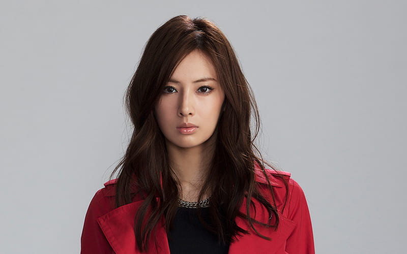Keiko Kitagawa, Portrait, red jacket, Japanese actress, beautiful Japanese woman, HD wallpaper