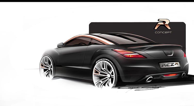 2012 Peugeot RCZ R Concept - Design Sketch, car, HD wallpaper | Peakpx