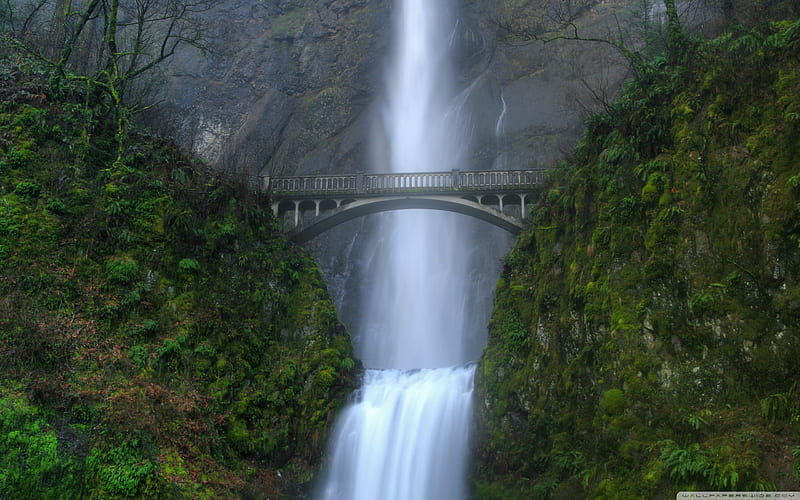 bridge over waterfall-World most famous waterfall landscape, HD wallpaper
