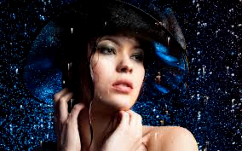 1080P free download Young Women With Hat and Rain Wet, rain, Hat ... image