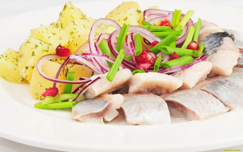 Fish, dish, delicious, food, healthy, vegetables, HD wallpaper