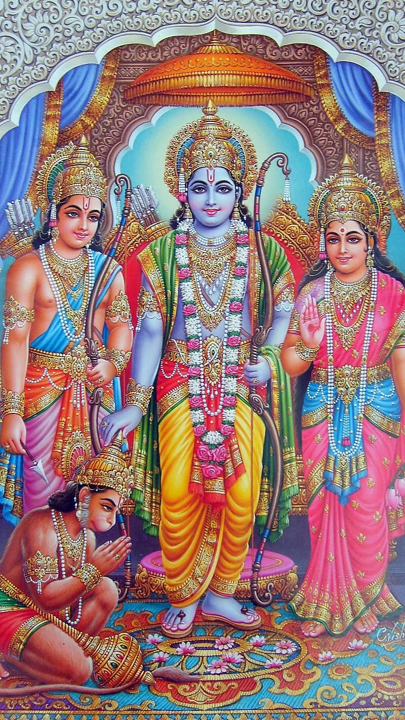 Lord Ram With Laxman And Sita, lord ram, laxman, sita, god, goddess, HD phone wallpaper