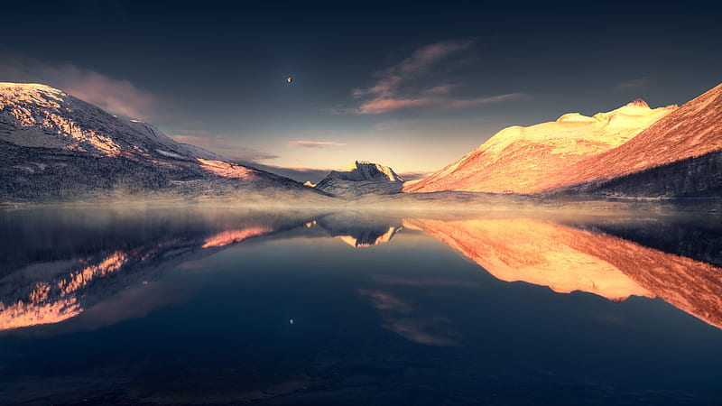 lake, scenery, clouds, reflection, mountains, Landscape, HD wallpaper