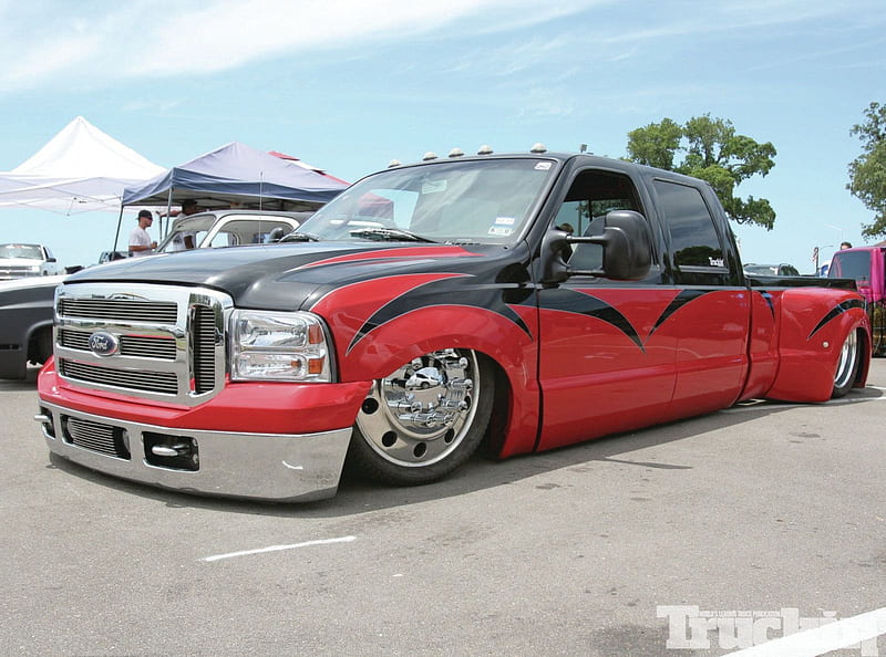 Ford 350, Dually, Black, Red, Truck, HD wallpaper