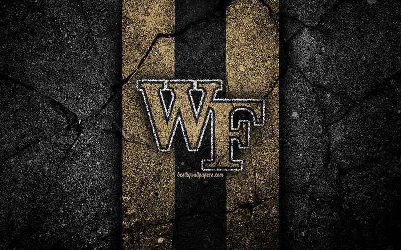 Wake Forest Demon Deacons american football team, NCAA, brown black stone, USA, asphalt texture, american football, Wake Forest Demon Deacons logo, HD wallpaper