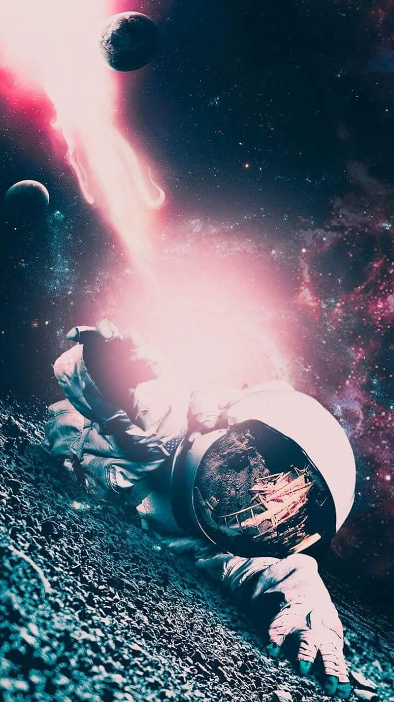 Astronaut 2, moon, planets, space, HD phone wallpaper