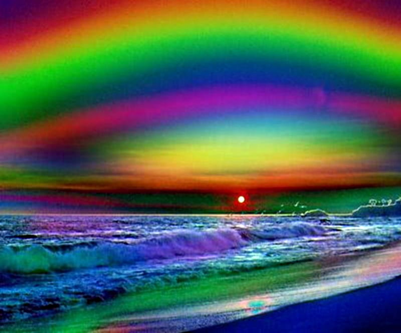 Beach, shine, brighter, colors, rainbow, HD wallpaper | Peakpx