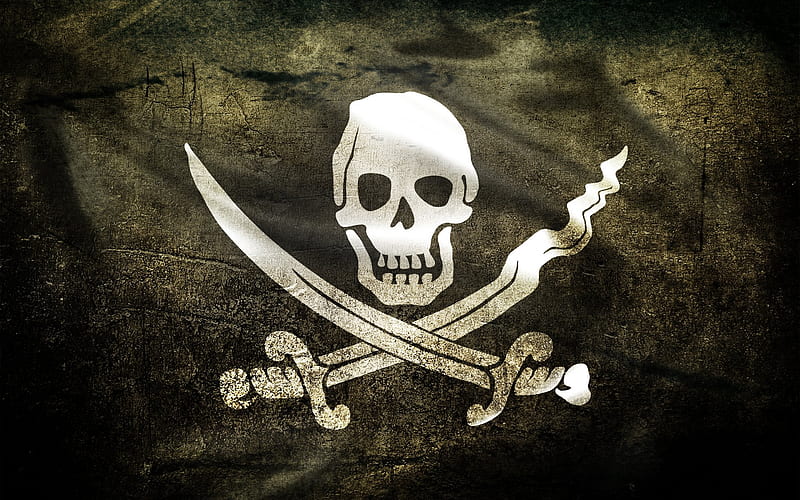 The Jolly Roger, 3d and cg, knives, abstract, scull and bones, crossbones, flag, pirate, pirat, pirat flag, pirate flag, death head, jolly roger, skull, HD wallpaper