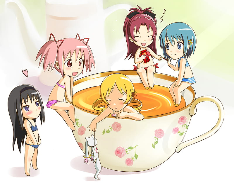 Cute Kawaii Anime Girl Is Bathing in Green Tea Cup Hoodie