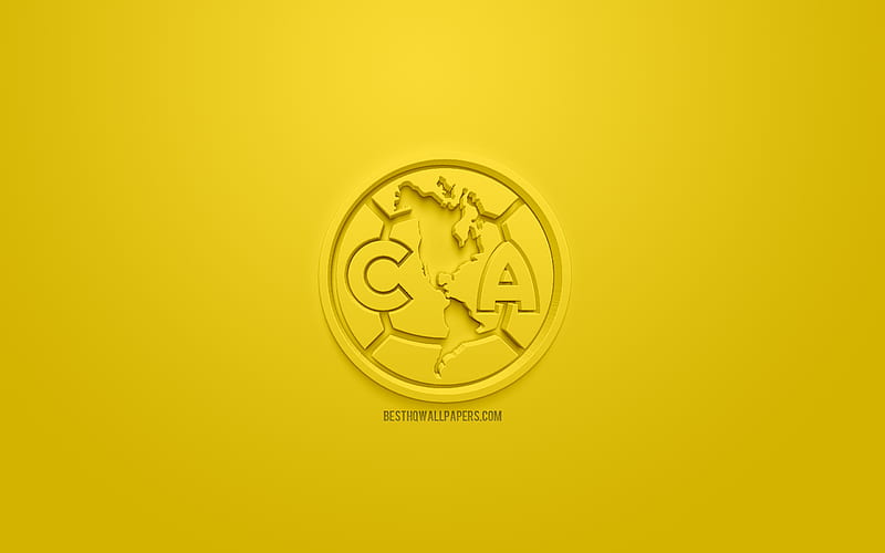 Club America, creative 3D logo, yellow background, 3d emblem, Mexican football club, Liga MX, Mexico City, Mexico, 3d art, football, stylish 3d logo, HD wallpaper
