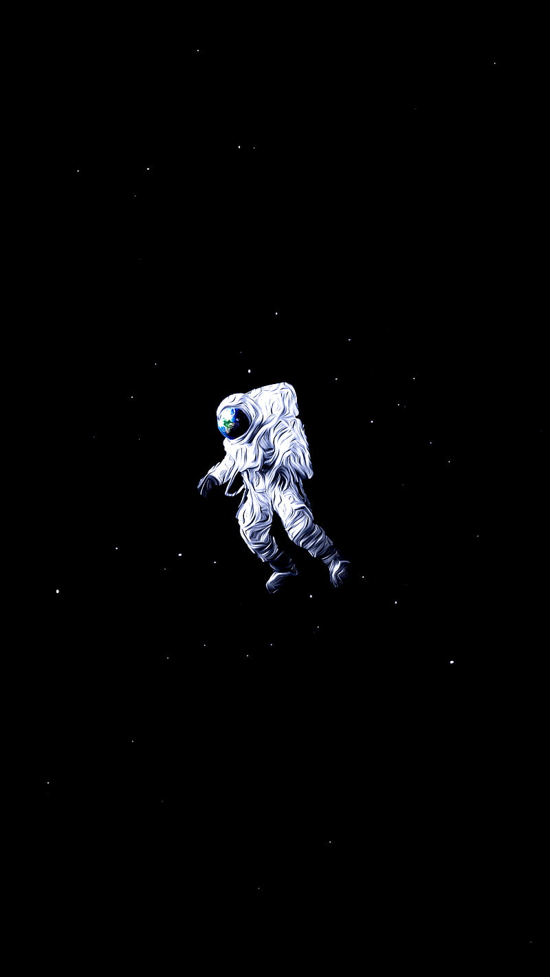 astronaut, amoled, stars, space, HD phone wallpaper