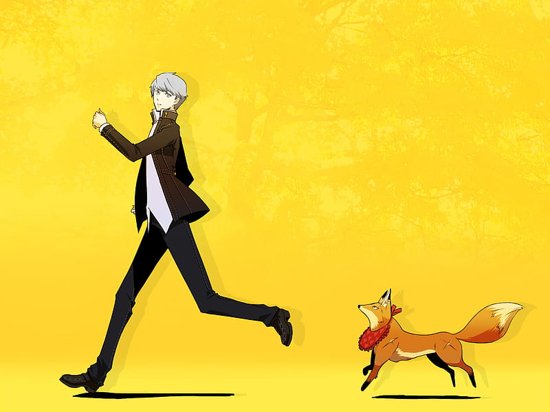 Persona 4, souji seta, person, fox, yellow, shin megami tensei, HD wallpaper
