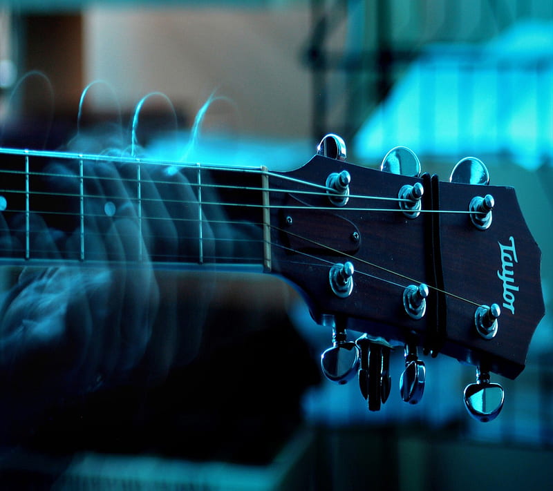 Blue guitar, desenho, music, song, HD wallpaper