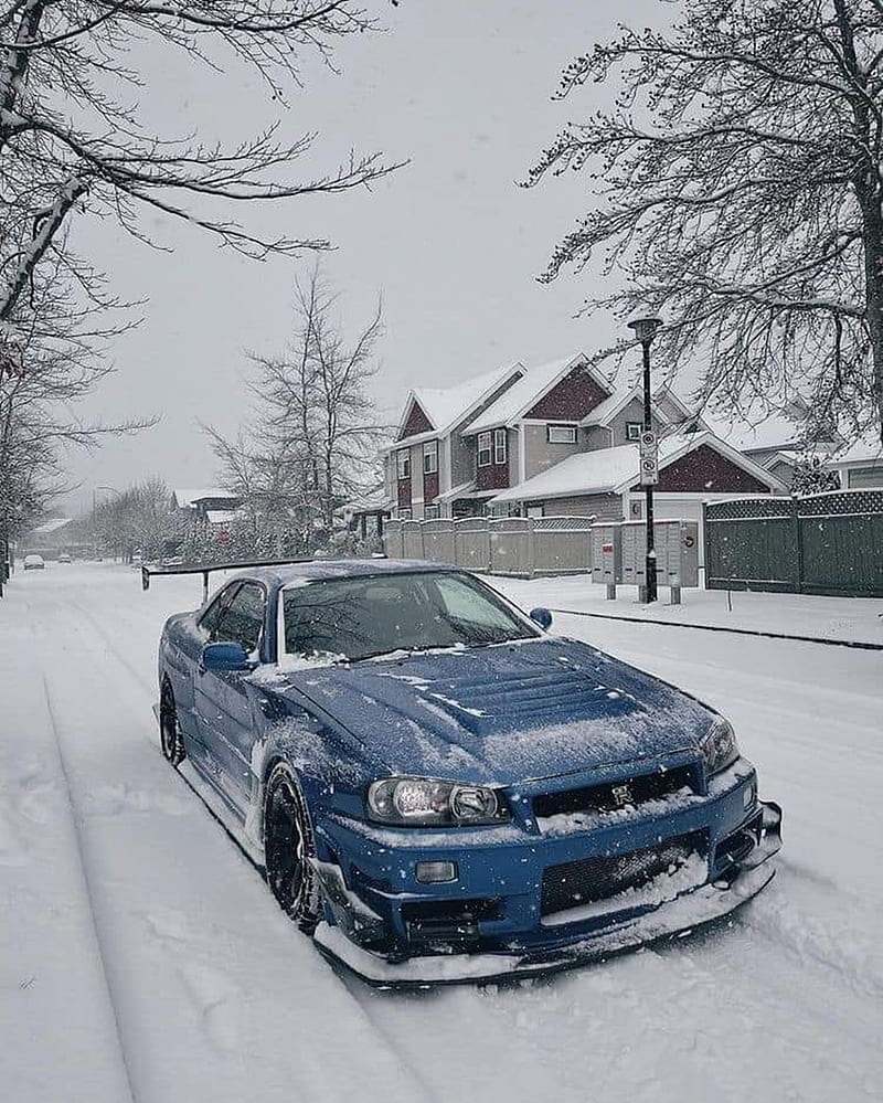 skyline, gtr, japan cars, jdm, nissan, r35, snow, HD phone wallpaper