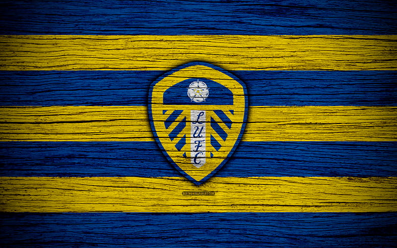 Leeds United FC EFL Championship, soccer, football club, England, Leeds United, logo, wooden texture, FC Leeds United, HD wallpaper