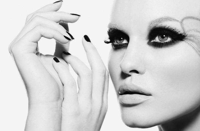 Deep eyes, look, woman face, black and white, hand, beauty, HD ...