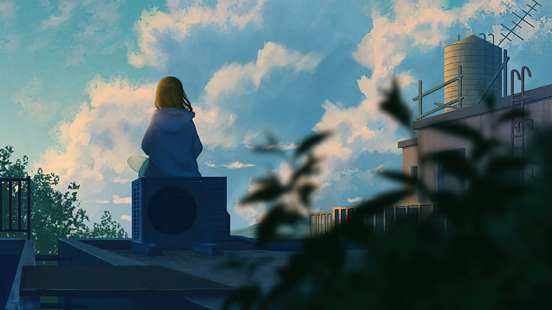 Alone At The Roof, anime-girl, anime, artist, artwork, digital-art, HD  wallpaper | Peakpx