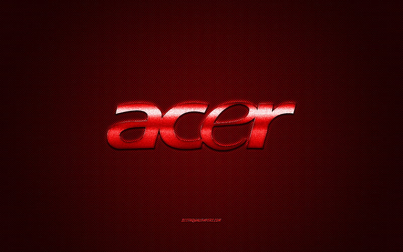 Acer logo, red carbon background, Acer metal logo, Acer red emblem, Acer, red carbon texture, HD wallpaper