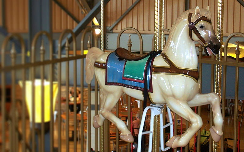 Carousel Classic Horse, architecture, lakeside shopping mall, stairs, michigan, orange and white tigers, merry go rounds, american bald eagle, hare, zebra, carouse1, sterling heights, rabbit, golden, cat, horse, double decker, amusement park, bird, carousel, pony, kitten, HD wallpaper