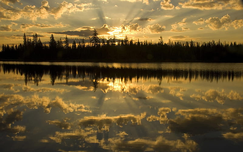 Sunset Over a Lake, HD wallpaper