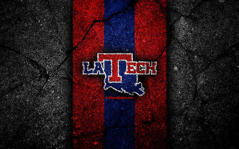 Louisiana Tech Bulldogs american football team, NCAA, red blue stone, USA, asphalt texture, american football, Louisiana Tech Bulldogs logo, HD wallpaper