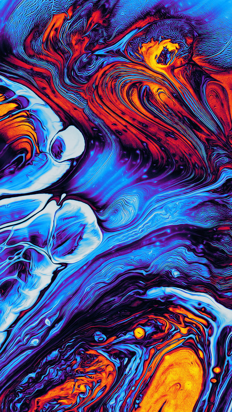 Fue Mejor, Abstract, bonito, Blue, Colorful, Colors, Digital, Fluid, acrylic, orange, waves, HD phone wallpaper