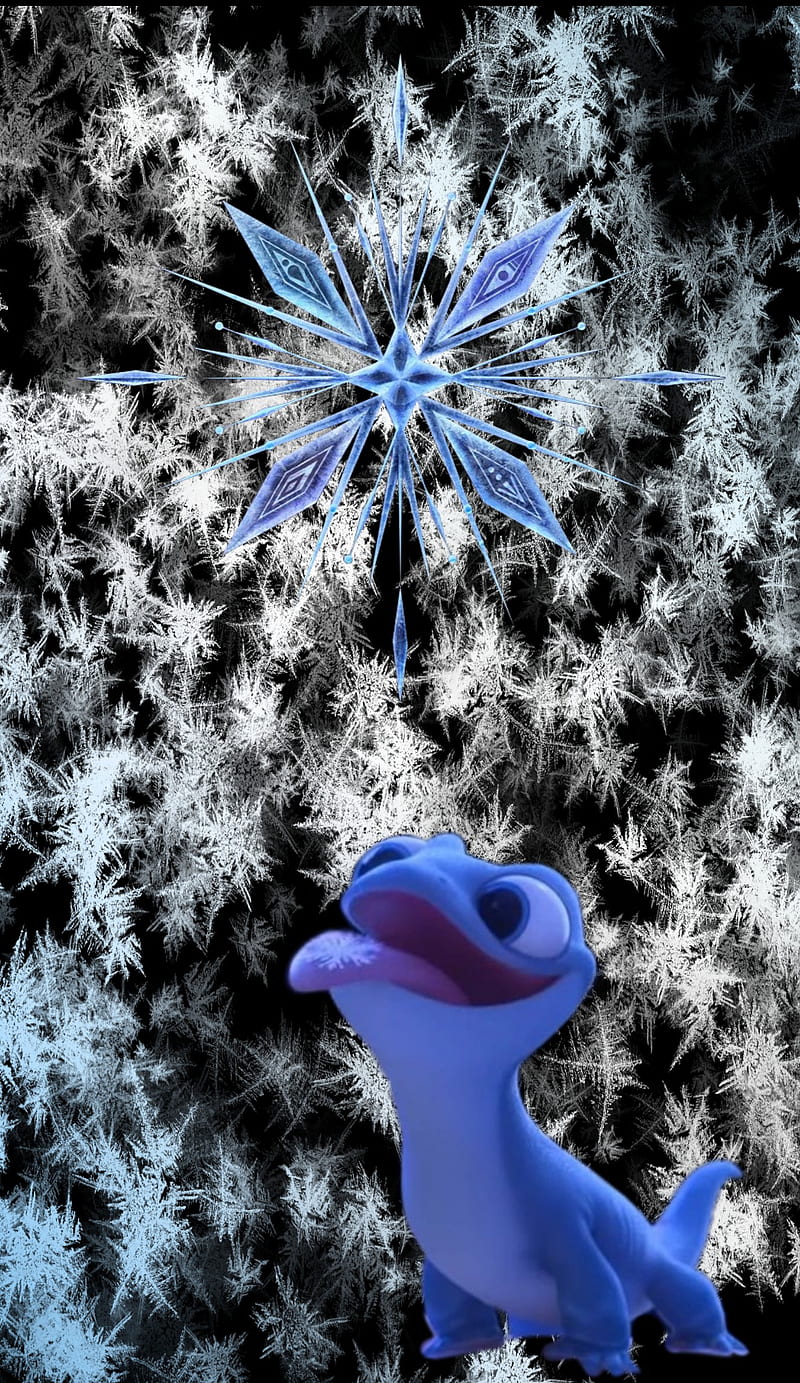 Frozen 2 salamander , abstract, blue, cute, lizard, snow, HD mobile wallpaper