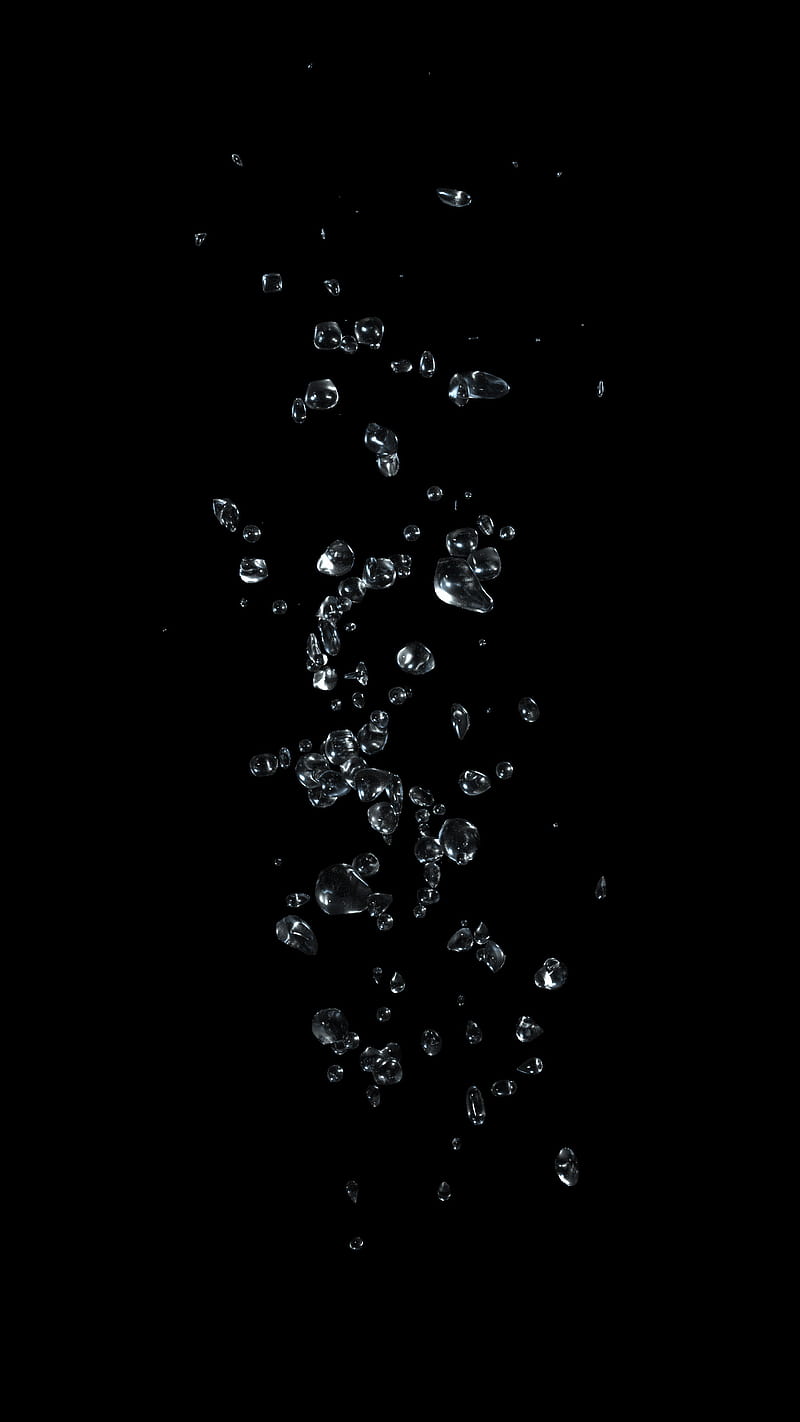 Bubbles 1, Alastair, air, b&w, black, black and white, bubble, dark, falling, gas, glass, minimal, simple, water, white, HD phone wallpaper