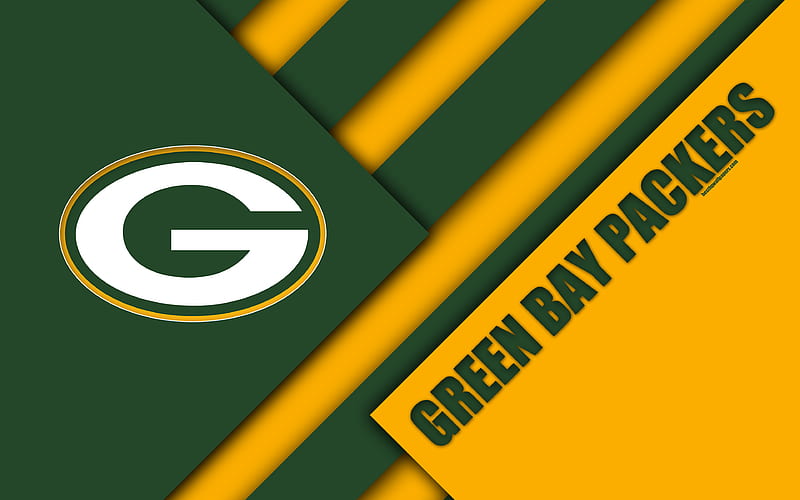 Green Bay Packers logo, NFC North, NFL, green yellow abstraction, material design, American football, Green Bay, Wisconsin, USA, National Football League, HD wallpaper