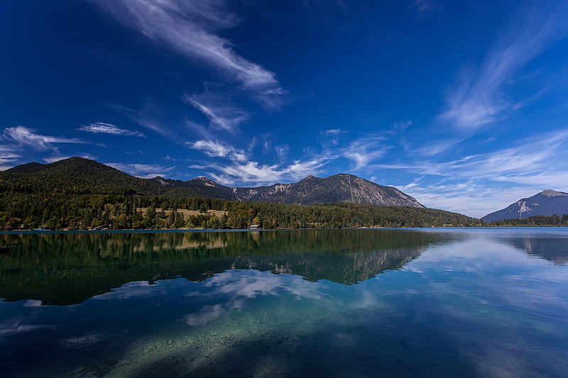 Lakes, Lake, Alps, Bavaria, Germany, Lake walchensee, Mountain, Reflection, HD wallpaper