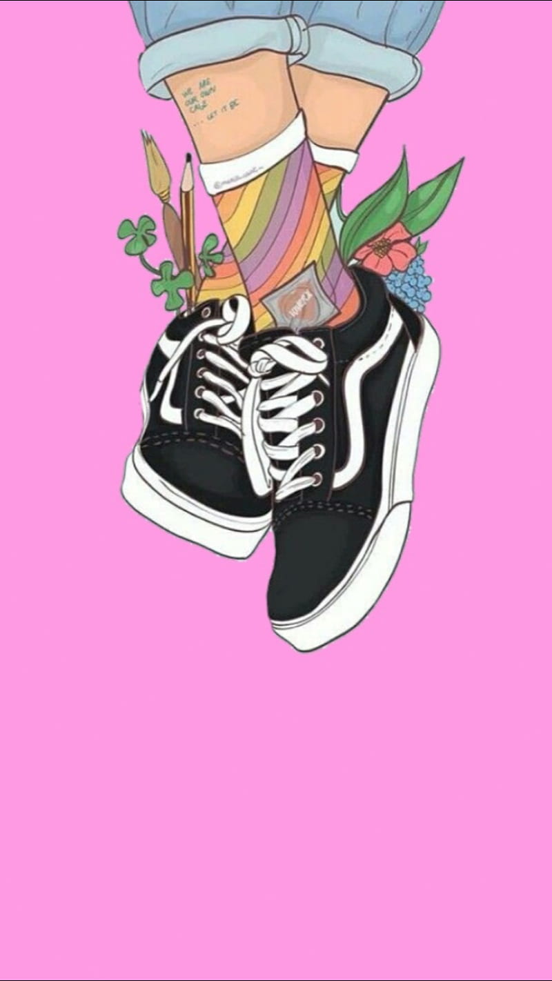 Painters Converse, art, drawings, pink, shoes, HD phone wallpaper