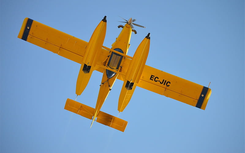 Yellow Air Tractor, yellow, airplane, air tractor, sky, HD wallpaper