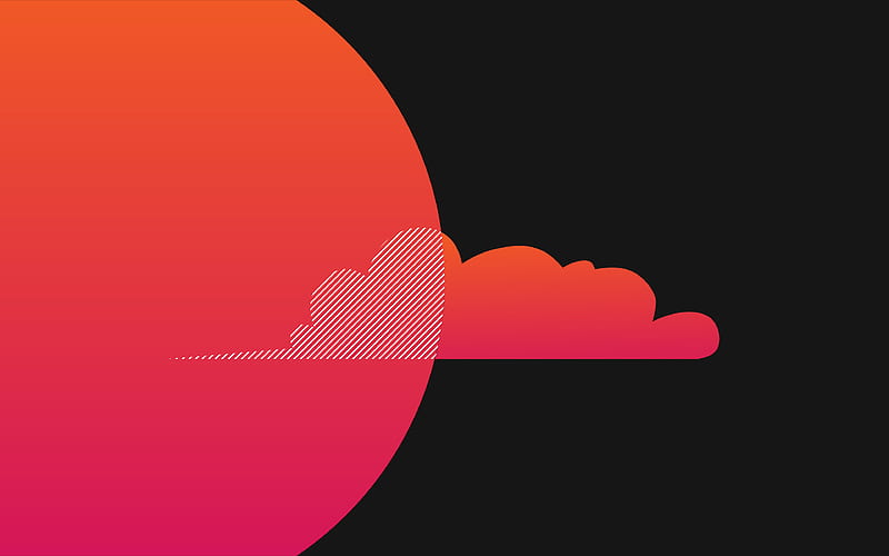 pink cloud minimal, gray background, abstract clouds, creative, cloud minimalism, HD wallpaper