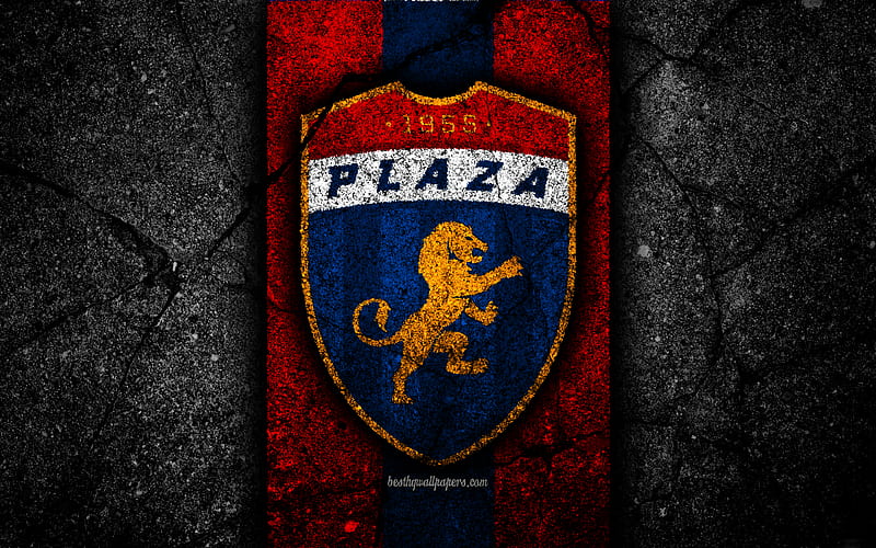 FC Plaza Amador, logo, LPF, soccer, Liga Panamena, black stone, football club, Panama, Plaza Amador, asphalt texture, Plaza Amador FC, HD wallpaper