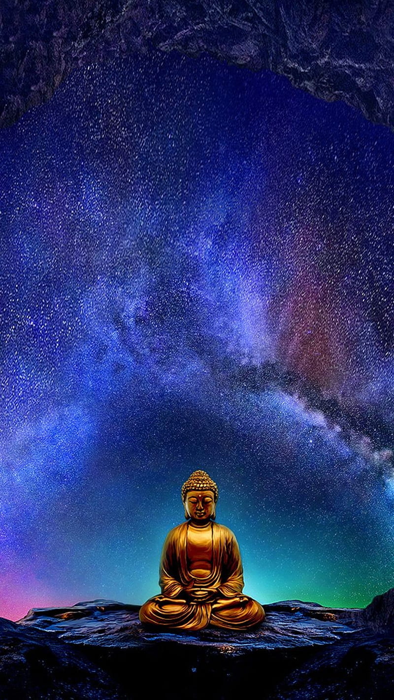 Buddha, breathe, galaxy, god, gods, meditation, religion, space, spiritual, yoga, HD phone wallpaper