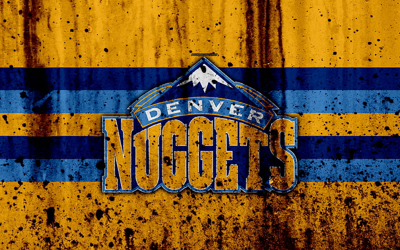 Denver Nuggets, grunge, NBA, basketball club, Western Conference, USA, emblem, stone texture, basketball, Northwest Division, HD wallpaper
