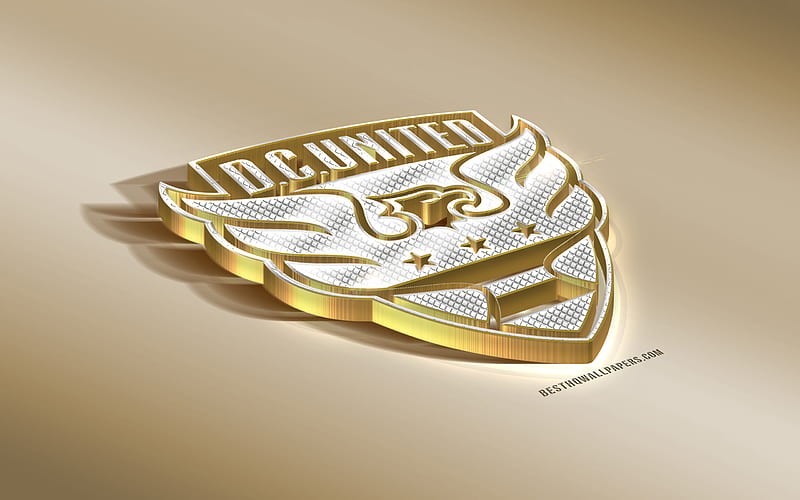DC United, American Soccer club, Golden Silver logo, Washington, USA, MLS, 3d golden emblem, creative 3d art, football, Major League Soccer, HD wallpaper