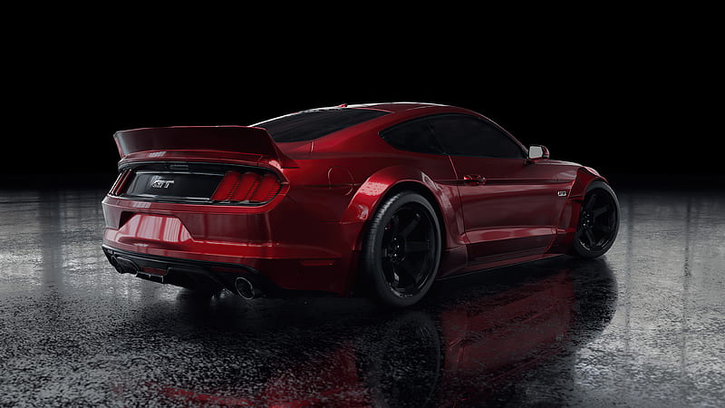 Red Ford Mustang Rear, ford-mustang, carros, behance, HD wallpaper